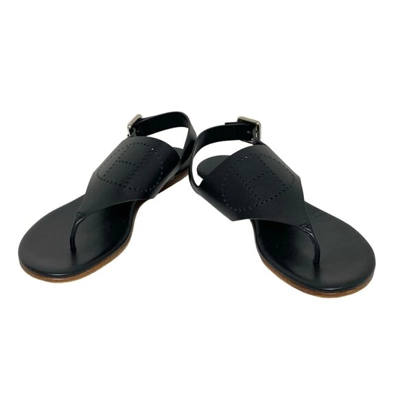 HERMES Black Leather Sandals 375-052425 - Picture 2 of 8